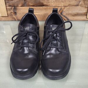Skechers Relaxed Fit Memory Foam Black Leather Shoes Mens 10.5 SN64260 Work